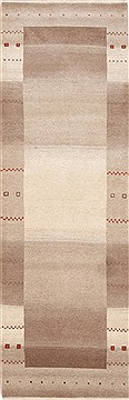 Gabbeh Beige Runner Hand Knotted 2'7" X 7'11"  Area Rug 250-24592