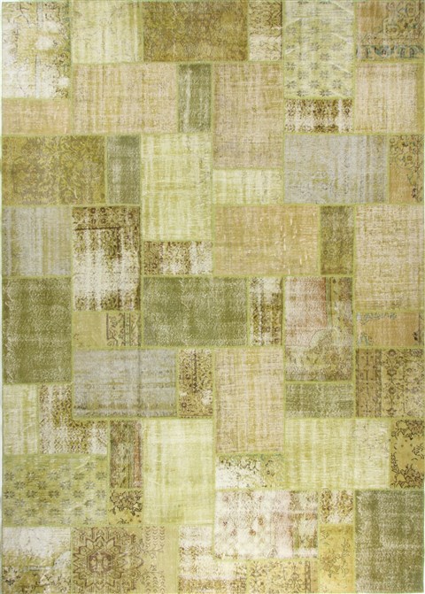Patchwork Green Hand Knotted 911 X 1310  Area Rug 300-24603 Image 0