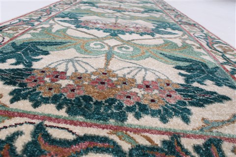 Indo-Nepal Green Runner Hand Knotted 27 X 711  Area Rug 250-24618 Image 1