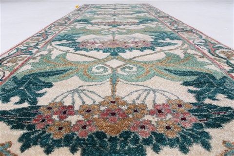 Indo-Nepal Green Runner Hand Knotted 27 X 711  Area Rug 250-24618 Image 7