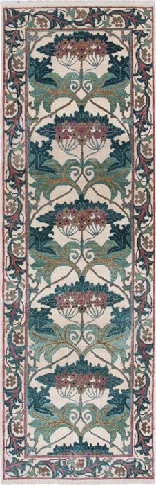 Indo-Nepal Green Runner Hand Knotted 27 X 711  Area Rug 250-24618 Image 0