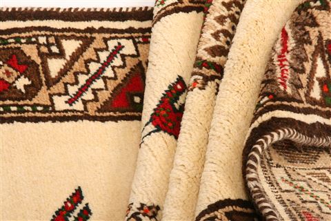 Gabbeh Beige Runner Hand Knotted 35 X 68 Area Rug 100-24625 Image 3