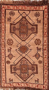 Persian Gabbeh Grey Rectangle 3x5 ft Wool Carpet 24629