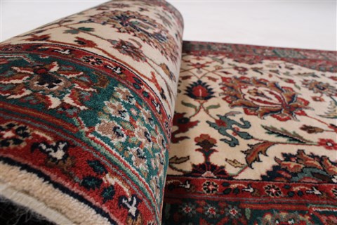 Tabriz Beige Runner Hand Knotted 27 X 78 Area Rug 250-24633 Image 12