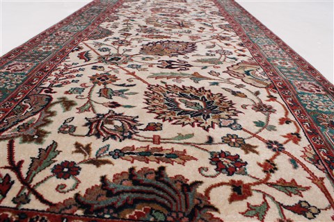 Tabriz Beige Runner Hand Knotted 27 X 78 Area Rug 250-24633 Image 3