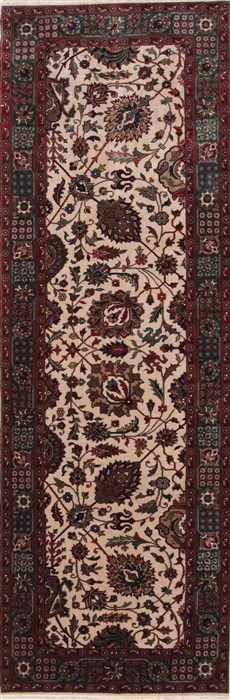 Tabriz Beige Runner Hand Knotted 27 X 78 Area Rug 250-24633 Image 0
