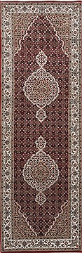 Tabriz Brown Runner Hand Knotted 2'8" X 8'1"  Area Rug 250-24636