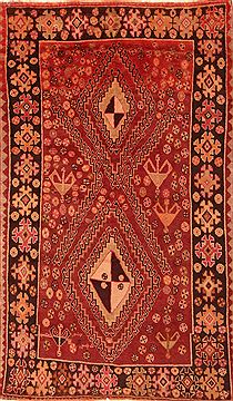 Persian Gabbeh Red Rectangle 5x8 ft Wool Carpet 24637