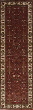 Sanandaj Brown Runner Hand Knotted 2'6" X 8'0"  Area Rug 250-24641