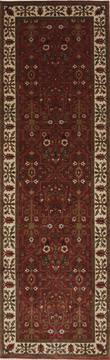 Sanandaj Brown Runner Hand Knotted 2'6" X 8'0"  Area Rug 250-24641