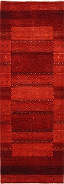 Indian Gabbeh Red Runner 6 to 9 ft Wool Carpet 24646