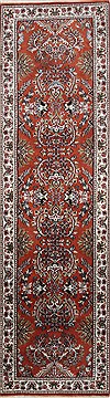 Indian sarouk Brown Runner 6 to 9 ft Wool Carpet 24648