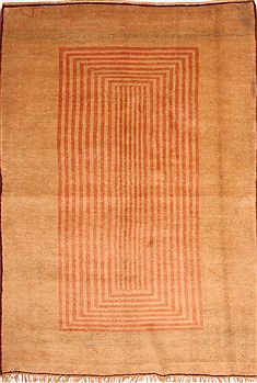 Turkish Gabbeh Brown Rectangle 5x7 ft Wool Carpet 24649