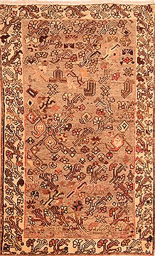 Persian Gabbeh Grey Rectangle 4x6 ft Wool Carpet 24652