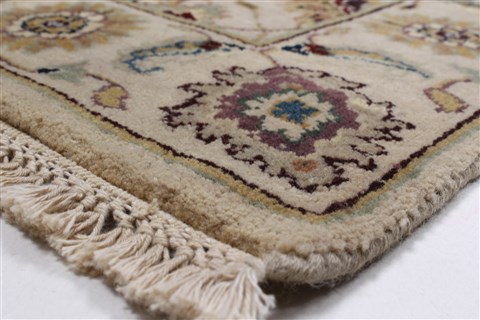 Tabriz Beige Runner Hand Knotted 27 X 81 Area Rug 250-24654 Image 6