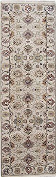 Indian Tabriz Beige Runner 6 to 9 ft Wool Carpet 24654