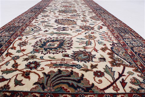 Tabriz Beige Runner Hand Knotted 27 X 711  Area Rug 250-24661 Image 1