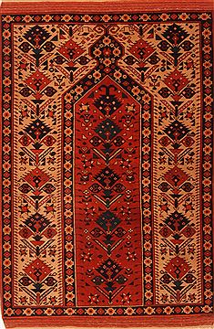 Shiraz Orange Hand Knotted 3'4" X 5'0"  Area Rug 100-24678