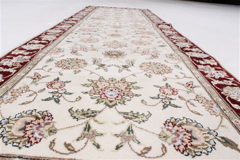 Tabriz Beige Runner Hand Knotted 26 X 80 Area Rug 250-24684 Image 1