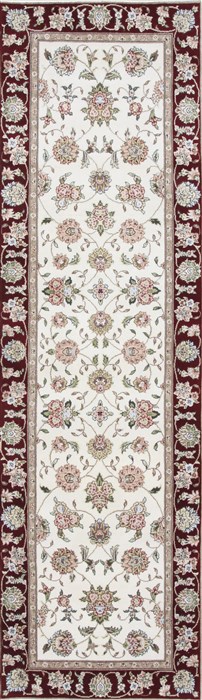 Tabriz Beige Runner Hand Knotted 26 X 80 Area Rug 250-24684 Image 0