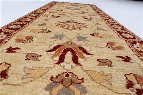 Pishavar Beige Runner Hand Knotted 25 X 610 Area Rug 250-24686 Image 1