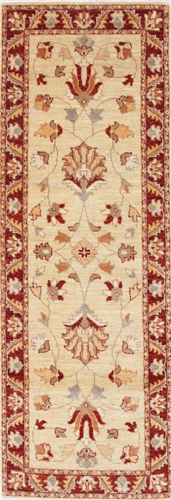 Pishavar Beige Runner Hand Knotted 25 X 610 Area Rug 250-24686 Image 0