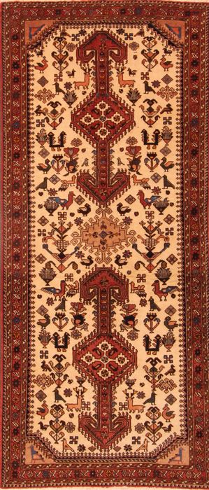 Abadeh Beige Runner Hand Knotted 28 X 65 Area Rug 100-24713 Image 0