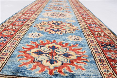 Kazak Blue Runner Hand Knotted 20 X 60 Area Rug 250-24752 Image 1