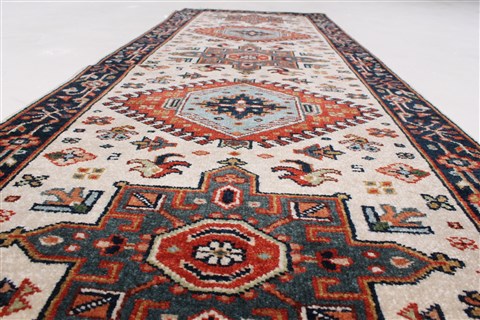 Karajeh Beige Runner Hand Knotted 20 X 511 Area Rug 250-24757 Image 2