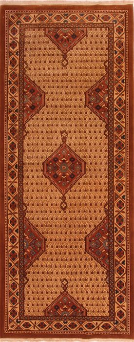Tabriz Brown Runner Hand Knotted 42 X 104 Area Rug 100-24773 Image 0