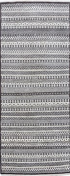 Modern Grey Runner Hand Knotted 2'6" X 6'1"  Area Rug 250-24807