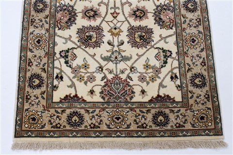 Tabriz Beige Runner Hand Knotted 27 X 59 Area Rug 250-24821 Image 4