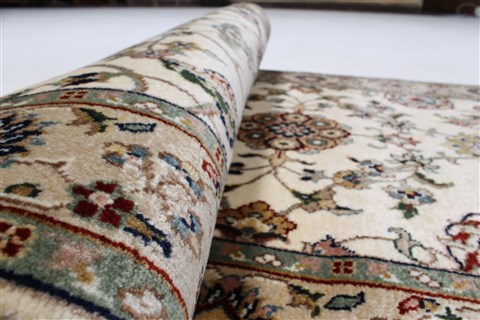 Tabriz Beige Runner Hand Knotted 27 X 59 Area Rug 250-24821 Image 9