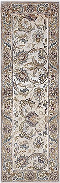 Indian Kashmar Beige Runner 6 ft and Smaller Wool Carpet 24823