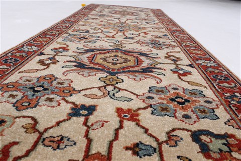 Mahal Beige Runner Hand Knotted 20 X 511 Area Rug 250-24826 Image 2