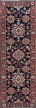 Indian Serapi Blue Runner 6 ft and Smaller Wool Carpet 24831