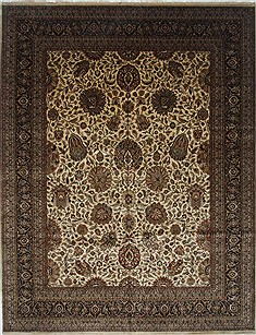 Indian Tabriz Beige Rectangle 12x15 ft Wool Carpet 24842