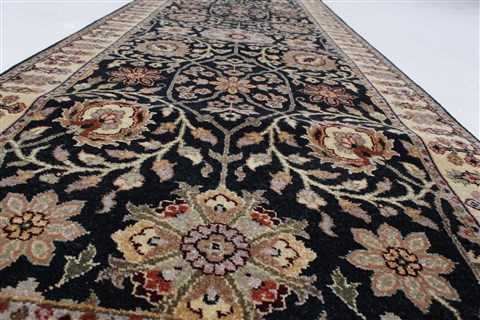 Haji Jalili Black Runner Hand Knotted 26 X 68 Area Rug 250-24851 Image 1