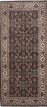 Indian Herati Black Rectangle 3x5 ft Wool Carpet 24859