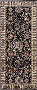 Haji Jalili Black Runner Hand Knotted 2'7" X 6'1"  Area Rug 250-24865