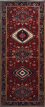 Indian Karajeh Red Runner 6 ft and Smaller Wool Carpet 24908