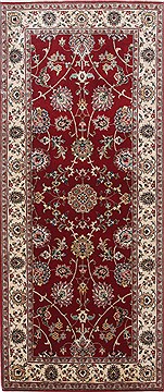 Isfahan Red Runner Hand Knotted 2'7" X 6'2"  Area Rug 250-24985