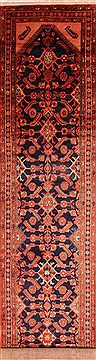 Sanandaj Blue Runner Hand Knotted 3'7" X 16'10"  Area Rug 100-25065