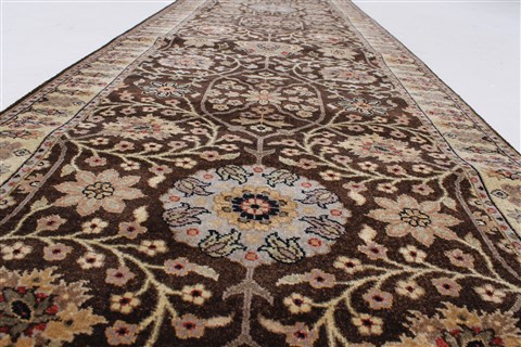 Agra Beige Runner Hand Knotted 27 X 118 Area Rug 250-25144 Image 1