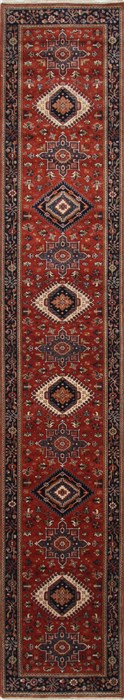 Karajeh Blue Runner Hand Knotted 27 X 142  Area Rug 250-25163 Image 0