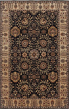 Indian Jaipur Black Rectangle 4x6 ft Wool Carpet 25204
