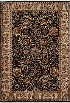 Agra Beige Hand Knotted 4'2" X 6'0"  Area Rug 250-25205