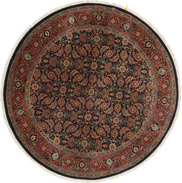 Indian Herati Green Round 4 ft and Smaller Wool Carpet 25213