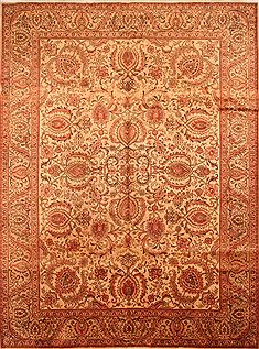 Persian Tabriz Brown Rectangle 9x13 ft Wool Carpet 25226