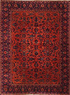 Persian sarouk Red Rectangle 9x12 ft Wool Carpet 25227